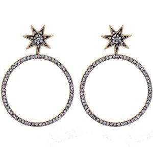 Crystal Star Vintage Dangle Statement Earrings